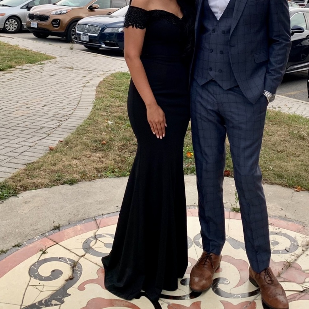 Off the shoulder black gown